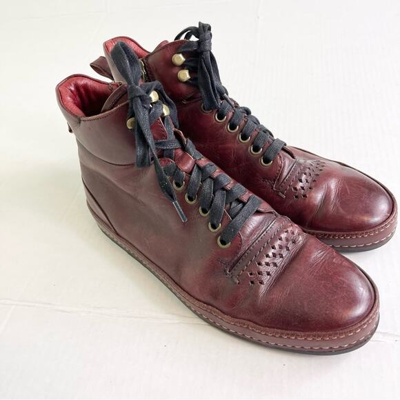 Donald J. Pliner Other - Donald J. Pliner Fashion Leather Sneakers High Tops Men's Shoes size 8 Burgundy